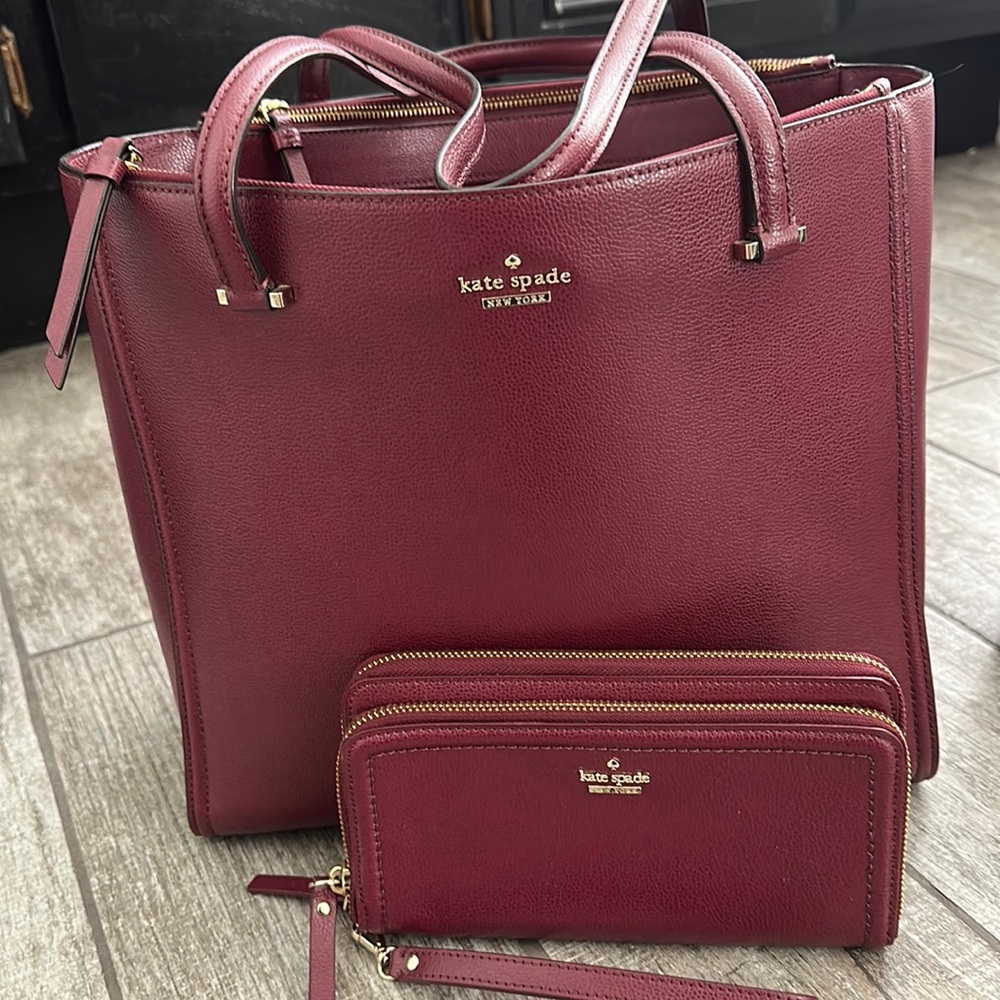Kate Spade red leather purse and wallet